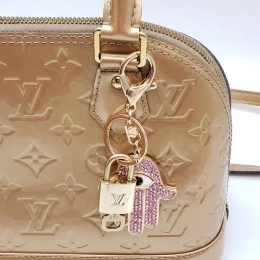 LV Gold Padlock & Key 🔒 Authentic Louis Vuitton Bag Unbranded Evil Eye Charm